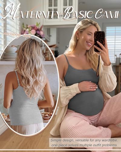 3 Pack Womens Maternity Nursing Camisoles - color: Light Gray, Dark Gray, Black, size: Small