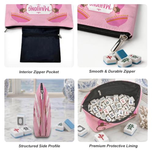 Cute Monkey Mahjong Tile Bag Pink Makeup Bag Gift for Women (Case Only) - color: Multicolor 1808