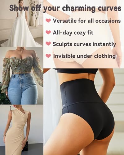 FINETOO Tummy Control Underwear Shapewear for Women Seamless High Waisted Panties Moderate Control Briefs S-3XL - color: B-2pack, size: Medium