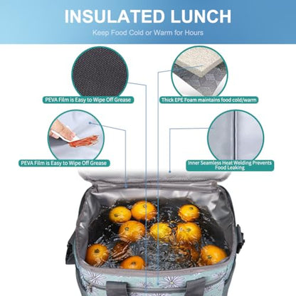 IKNOE 24-Can Insulated Cooler Bag, Leak-Resistant Lunch Tote Daisy - color: Daisy, size: Large