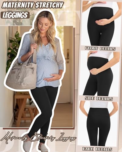 3 Pack Women's Maternity Pants Home Lounge Pajamas - color: Black, Black, Black, size: Small