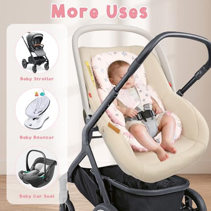 GFU Infant Car Seat Insert Head and Body Support with Strap Pads Pink Star - color: Pink Star