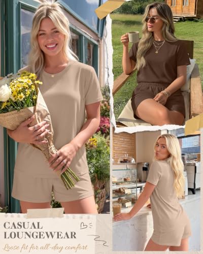 Riyiper 2 Packs Women's Nursing Pajamas Set - color: Khaki, Brown, size: XX-Large