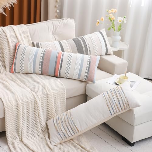 Boho Lumbar Throw Pillow Cover 14x36 Yellow Blue - color: Yellow-blue Stripe, size: 36" x 14" (Pack of 1)
