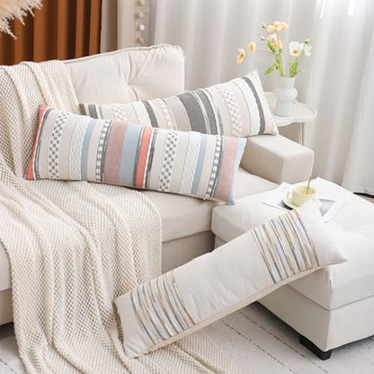 Boho Lumbar Throw Pillow Cover 14x36 Yellow Blue - color: Yellow-blue Stripe, size: 36" x 14" (Pack of 1)