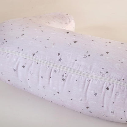 U-Shape Breastfeeding Nursing Pillow Set, 1 Insert and 2 Removable Covers - color: White & Grey Star River