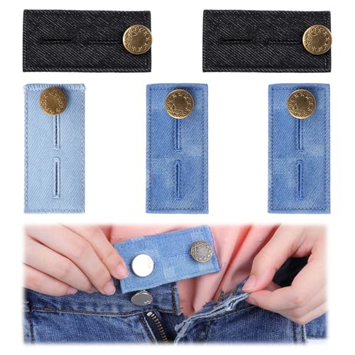 ElevateTech Denim Pants Extender, 5 Pcs Denim Waist Extenders for Pants Jeans Trousers Skirts Maternity Jeans Button Extension Adjustable Waistband Extenders with Metal Button for Men Women (4 Colors)