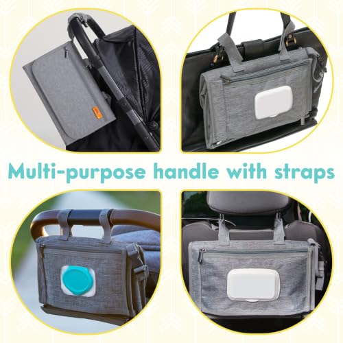 Kopi Baby Portable Diaper Changing Pad with Wipes Pocket, Modern Grey - color: Grey, size: Modern