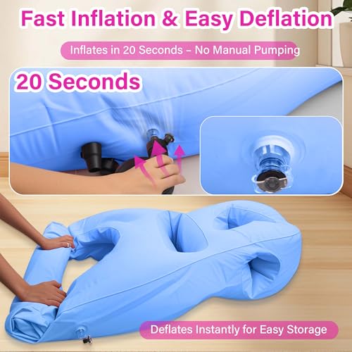 Inflatable Pregnancy Pillow with Belly & Head Hole,Pregnancy Float - color: Blue 1