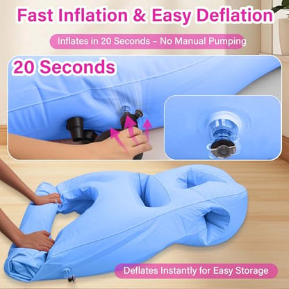 Inflatable Pregnancy Pillow with Belly & Head Hole,Pregnancy Float - color: Blue 1