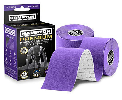 Hampton Adams Kinesiology Tape, Uncut Roll, Waterproof Muscle Support - color: Purple, size: 2in x 16ft (2 Rolls)