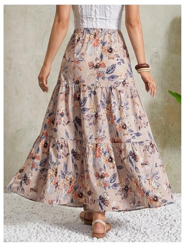 MakeMeChic Women's Maternity Ruffle Maxi Skirt - color: Khaki, size: Small