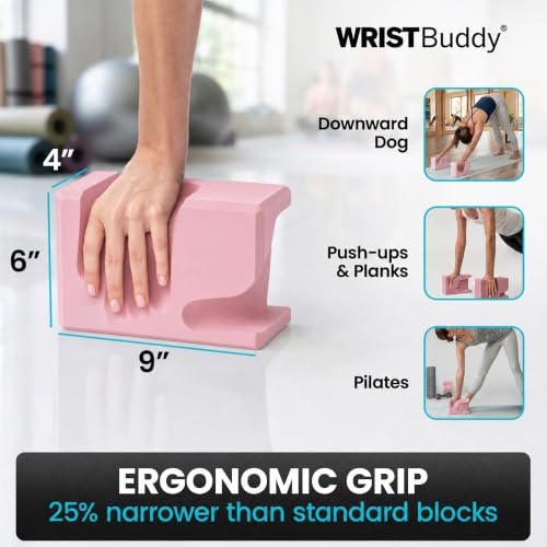 WRISTBuddy® Yoga Blocks 2 Pack, High Density Non-Slip, Hand-Shaped Design - color: Blush Pink