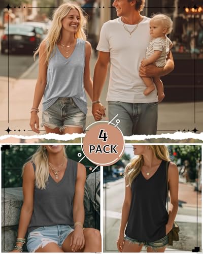 4 Pack Womens Nursing Tank Tops - color: Black, Dark Heather Gray, Light Heather Gray, White, size: Medium