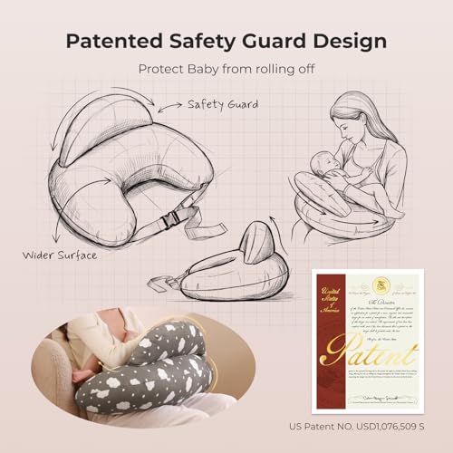 Momcozy Original Nursing Pillow for Breastfeeding - Innovative Safety Guard - color: Grey