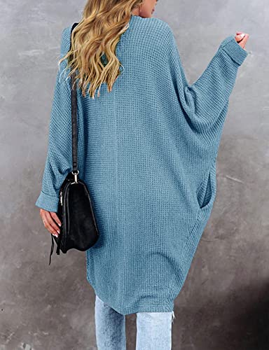 MEROKEETY Cardigan Sweaters for Women Oversized Long Cardigans Fall Outfits - color: Blue, size: Large