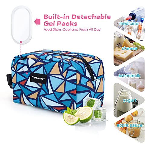 Cerbonny Small Lunch Bag,Freezable Lunch Bag,Built-In Ice Pack - color: Triangle-1