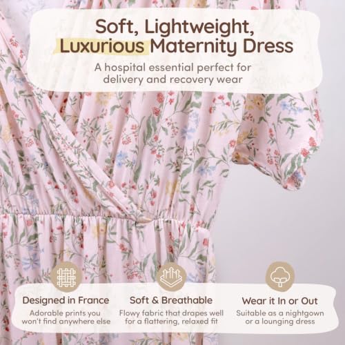 Maternity Dress - Botanical Collection - color: Pink Botanical, size: Small
