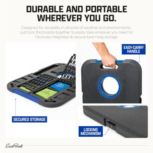 EastPoint Cornhole Set, 2 Targets, 8 Bean Bags, LED Lights, Outdoor Games - style: Light-Up Board - Black/Blue