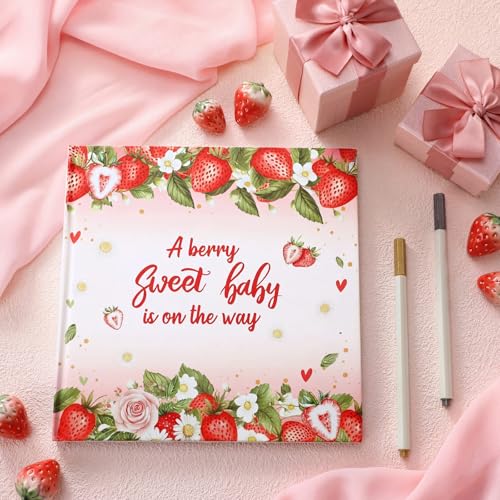 Strawberry Baby Shower Guest Book with 2 Markers - style: Strawberry