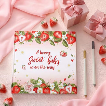 Strawberry Baby Shower Guest Book with 2 Markers - style: Strawberry