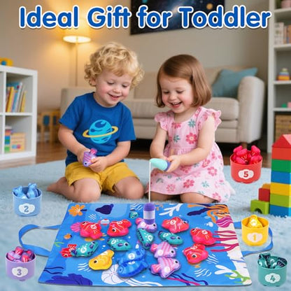Montessori Toys for 1 Year Old: Cloth Fishing Game with Stacking Cups