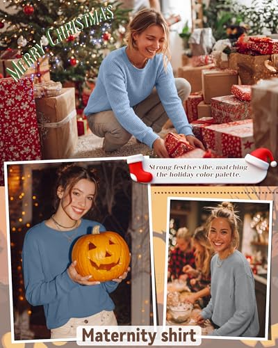 Oakgarden 3 Pack Women's Oversized Nursing Tops - color: Light Blue, Light Gray, Haze Blue, size: Large