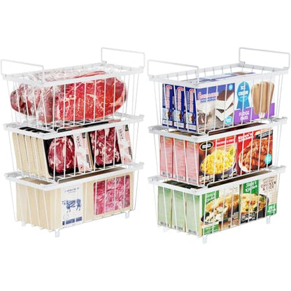 iSPECLE Chest Freezer Organizer Bins - Small Baskets for 7 Cu.Ft, 6 Pack - color: 6-Pack White