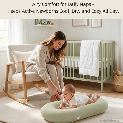 2 Pack Muslin Baby Lounger Covers, Covers Only, 35.5" x 20" - color: 2 Pack Squirrel Green
