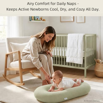 2 Pack Muslin Baby Lounger Covers, Covers Only, 35.5" x 20" - color: 2 Pack Squirrel Green