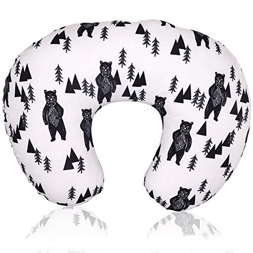 TANOFAR Bear Nursing Pillow Cover, Breastfeeding Pillow Slipcover for Baby Boys & Girls, Nursing Pillow Case for Newborn, Soft Fabric Fits Snug On Infant, Washable & Breathable, Black & White Animal - color: Bear