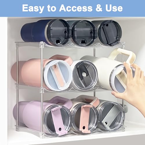 2 Pack Stackable Water Bottle Organizer for Cabinet, Water Bottle Storage - size: 6-Bottle