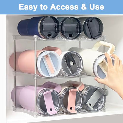 2 Pack Stackable Water Bottle Organizer for Cabinet, Water Bottle Storage - size: 6-Bottle