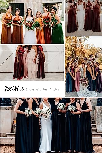 72styles Velvet Multi-Way Wrap Infinity Maxi Dress for Bridesmaids - color: Gold, size: One Size Plus