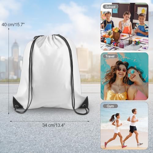 KUUQA 2 Pcs White Drawstring Backpack - color: White