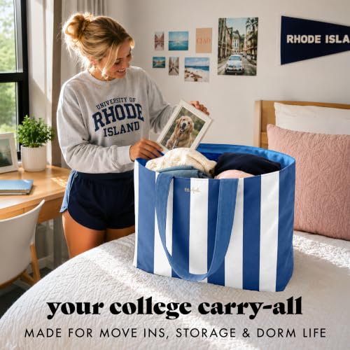 Fit & Fresh All The Things XL Beach Bag for Women, Oversized Travel Tote - color: Cobalt Stripe