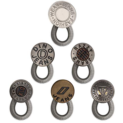 Luxiv 6 Pcs Pants Extender Buttons, No Sew Metal Waistband Expander Set