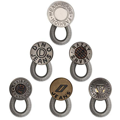 Luxiv 6 Pcs Pants Extender Buttons, No Sew Metal Waistband Expander Set