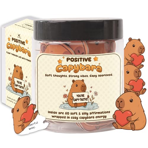 Positive Capybara Jar - 60 Positive Affirmation Cards For Women, Girls, Cards to Reduce Anxiety & Increase Relaxation, Capybara Gifts For Women, Kids, Teen Girl Gifts Trendy Stuff - color: Capybara Positive