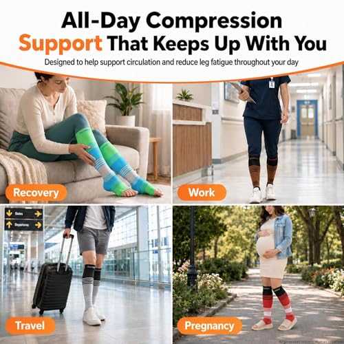 Doc Miller Open Toe Compression Socks 20-30 mmHg for Women & Men, 1 Pair - color: Open Toe BlackGrayWhite, size: Medium