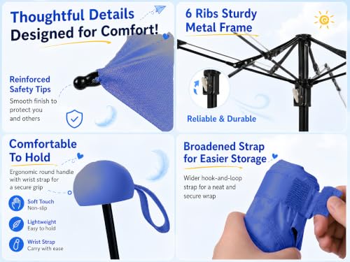 BAODINI Mini Travel Umbrella with UV Sun Protection, Compact Pocket-Size - color: F-2 Pack Navy Blue & Black