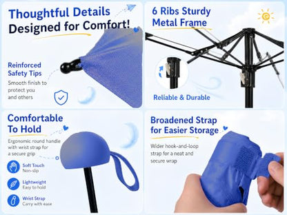 BAODINI Mini Travel Umbrella with UV Sun Protection, Compact Pocket-Size - color: 1 Pack Dark Blue