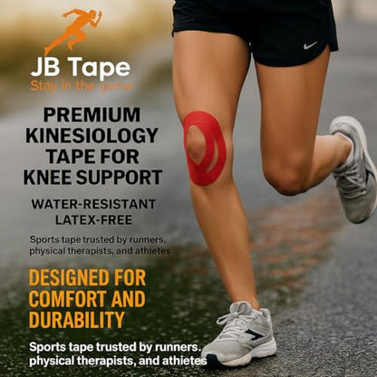 JB Tape Kinesiology Tape, 80 Precut Strips, Pink, Latex‑Free, 4 Rolls - color: Hot Pink