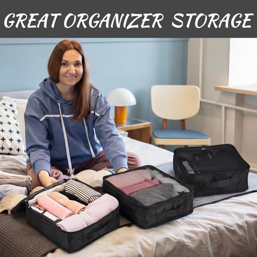 Silkfly 8 Pcs XL Packing Cube for Travel Luggage,Simple,Black - color: Black, size: Simple