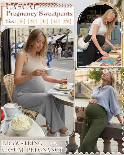 3 Pack Women's Maternity Casual Pants - color: Army Green, Light Mixed Gray, Black, size: Small