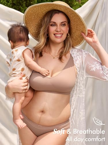 MOMANDA Seamless Nursing Bras for Breastfeeding - color: Cocoa Beige, size: Medium