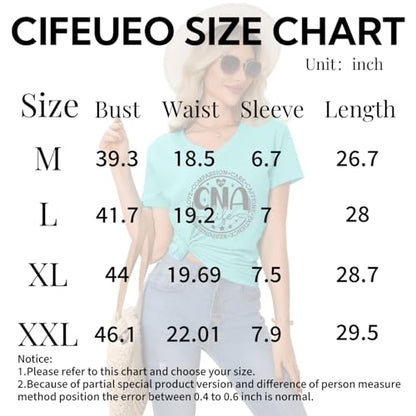 Nurse V Neck T Shirts for Women, Certified Nursing Assistant Tshirt - color: Aqua Blue, size: X-Large