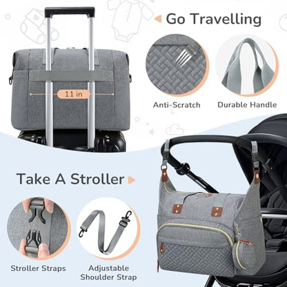 Tenot Diaper Bag Tote, Baby Bags with Pacifier Case Grey - color: Grey, size: Medium