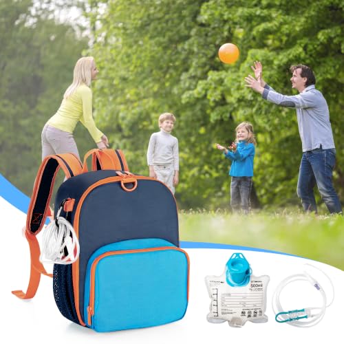 CURMIO Feeding Pump Backpack for 500ml Feeding Bag, G/J/GJ Tube, Blue - color: Blue