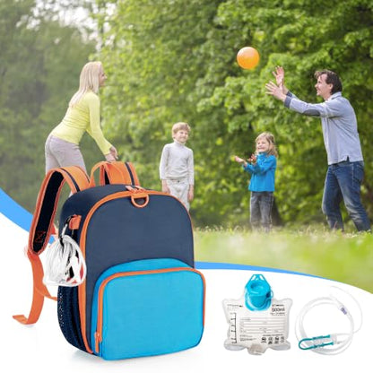 CURMIO Feeding Pump Backpack for 500ml Feeding Bag, G/J/GJ Tube, Blue - color: Blue